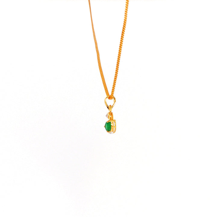 14K YG Swan Diamond, Emerald Pendant-1pc
