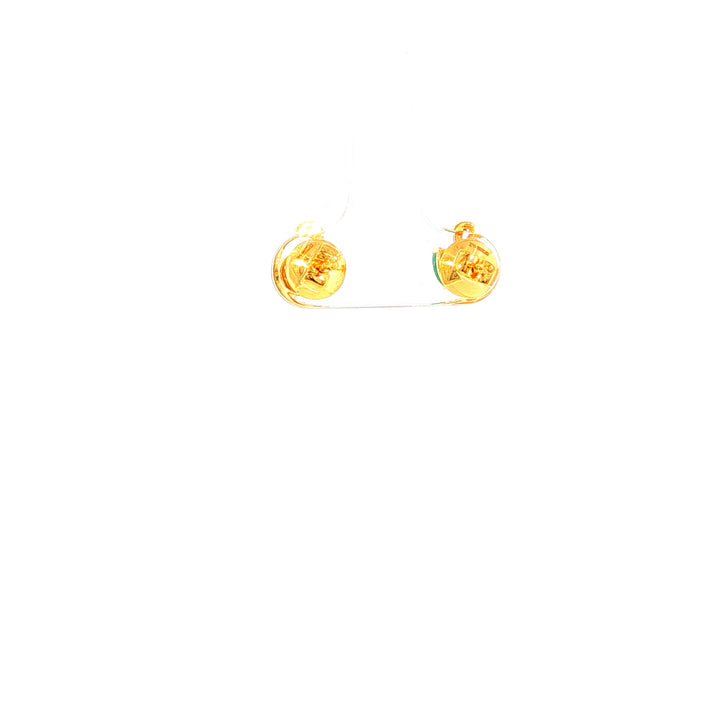14K YG Swan Diamond, Emerald Earring-1pair