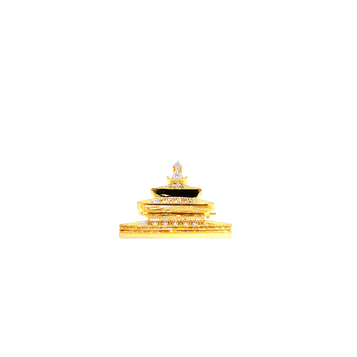 14K YG Temple Diamond Brooch-1pc