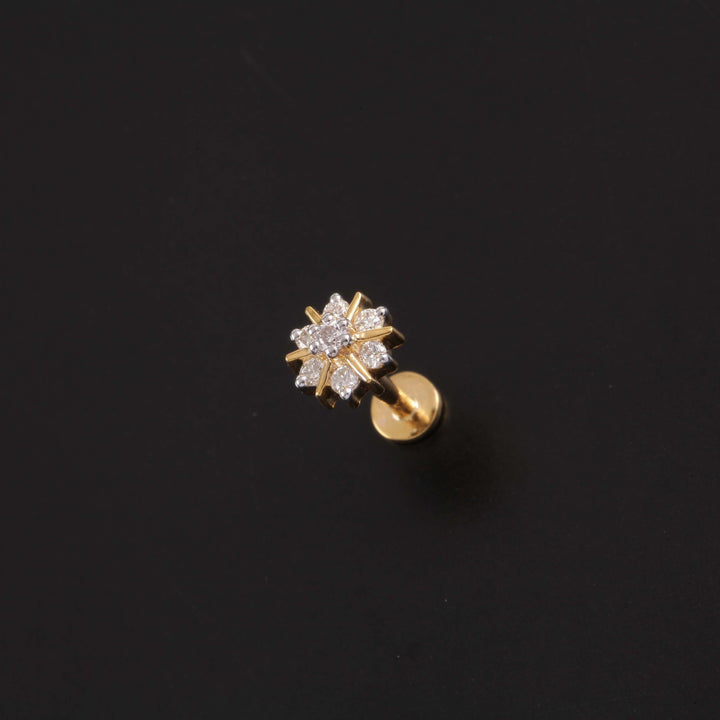 14K YG Nakshatra Diamond Nosepin-1pc