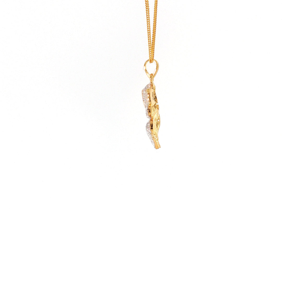 14K YG Ganesh Diamond Pendant-1pc