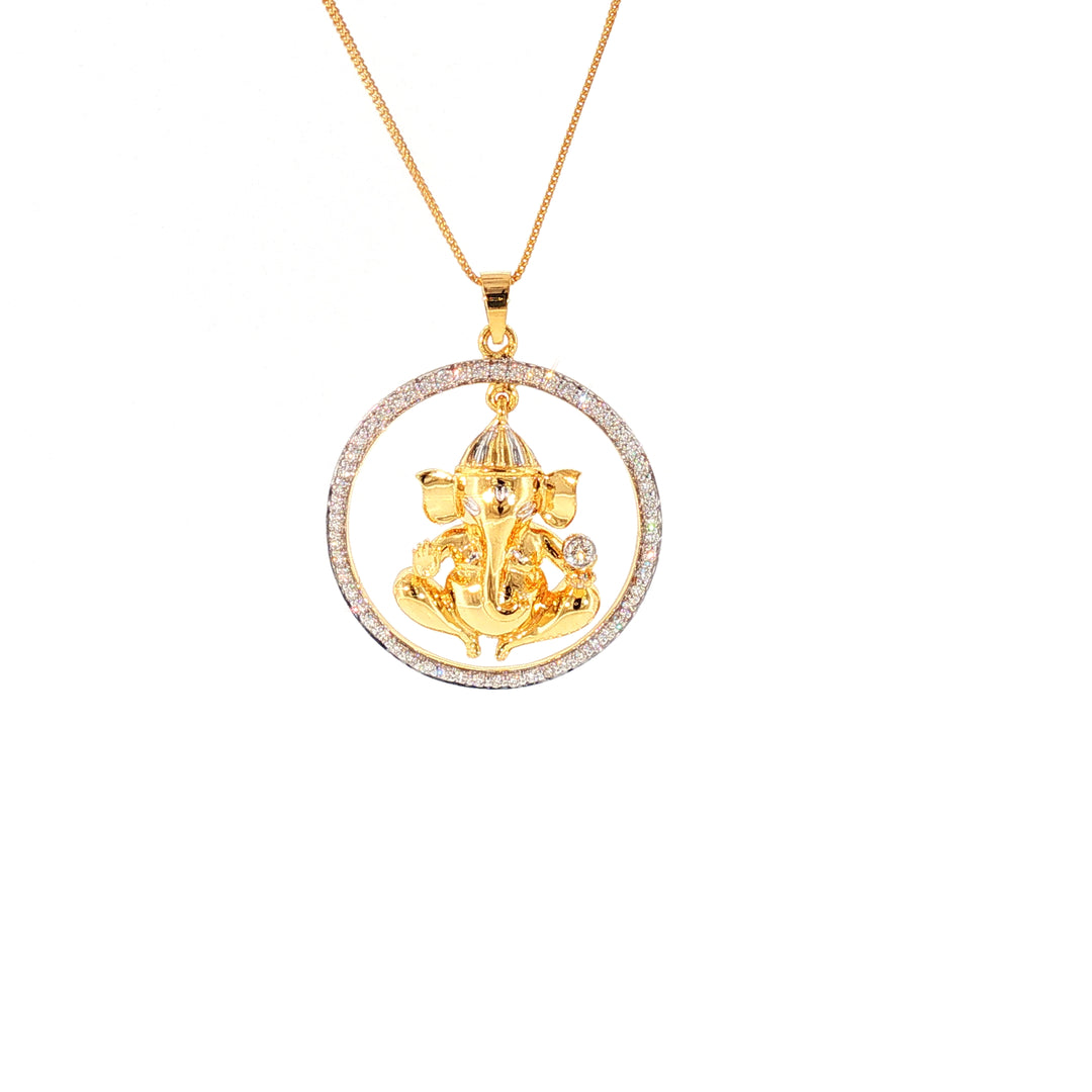 14K YG Ganesh Diamond Pendant-1pc