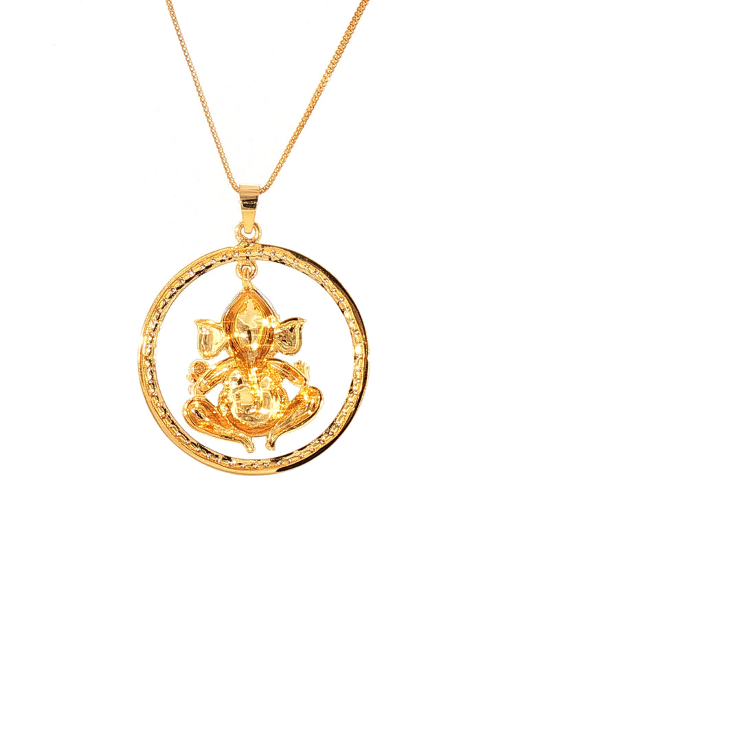 14K YG Ganesh Diamond Pendant-1pc