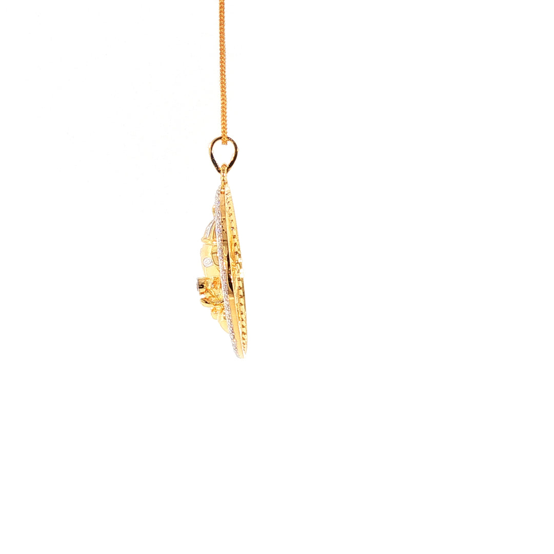 14K YG Ganesh Diamond Pendant-1pc