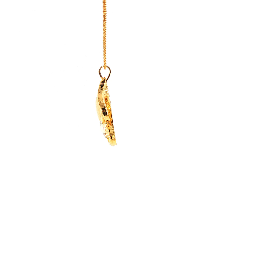 14K YG Ganesh Head Diamond, Navaratna Pendant-1pc