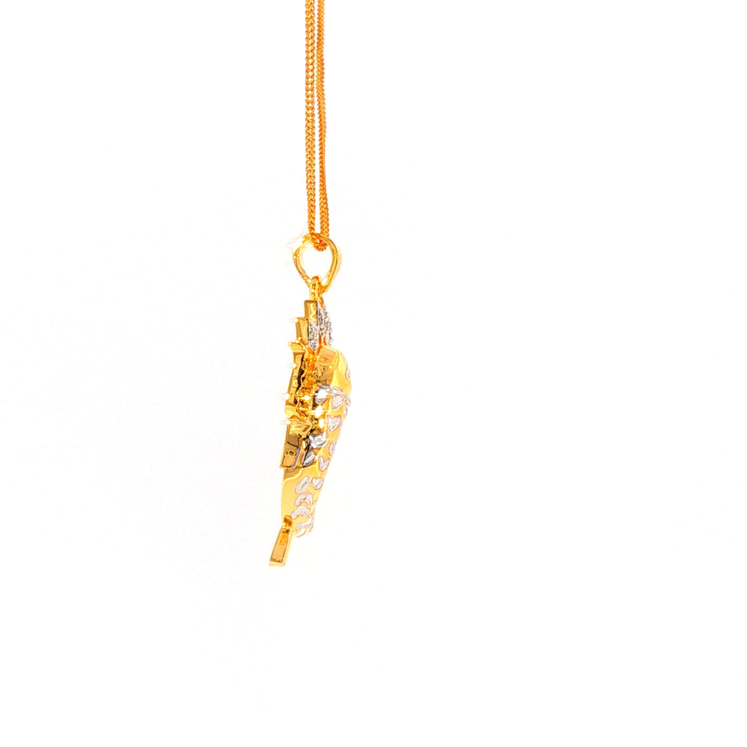 14K YG Ganesh, Trisul Diamond, Ruby Pendant-1pc