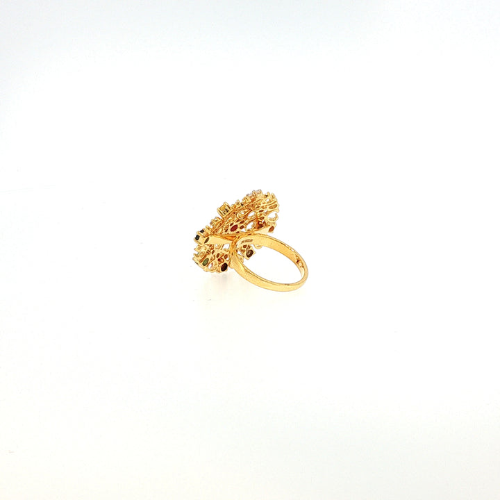14K YG Cluster Diamond, Navaratna Ring-1pc