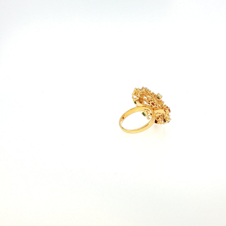 14K YG Cluster Diamond, Navaratna Ring-1pc