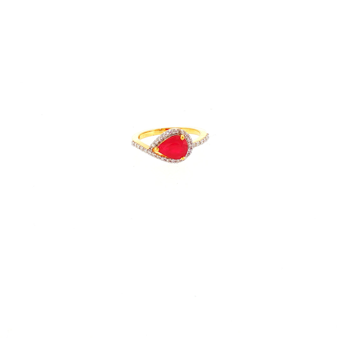 14K YG Cluster Diamond, Ruby Ring-1pc