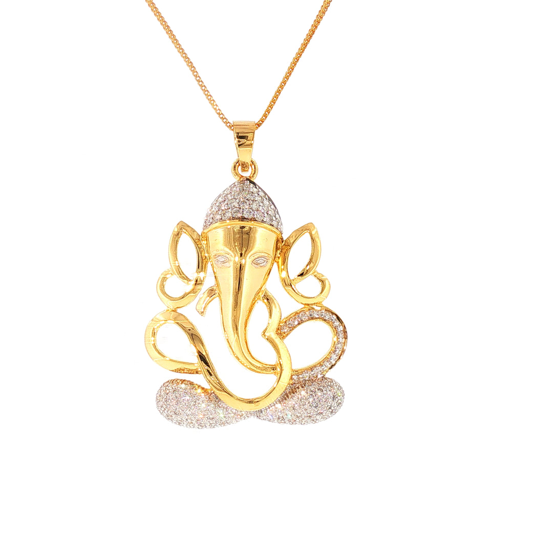 14K YG Ganesh Diamond Pendant-1pc