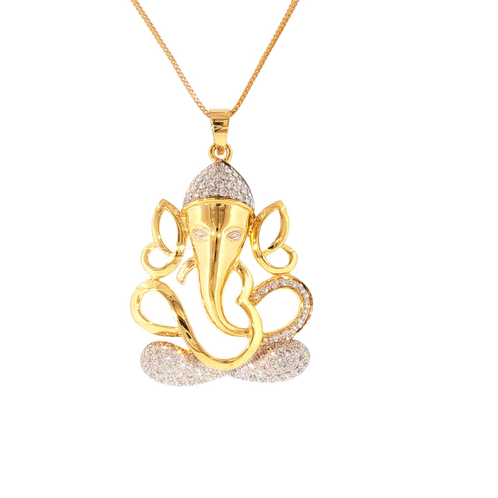 14K YG Ganesh Diamond Pendant-1pc