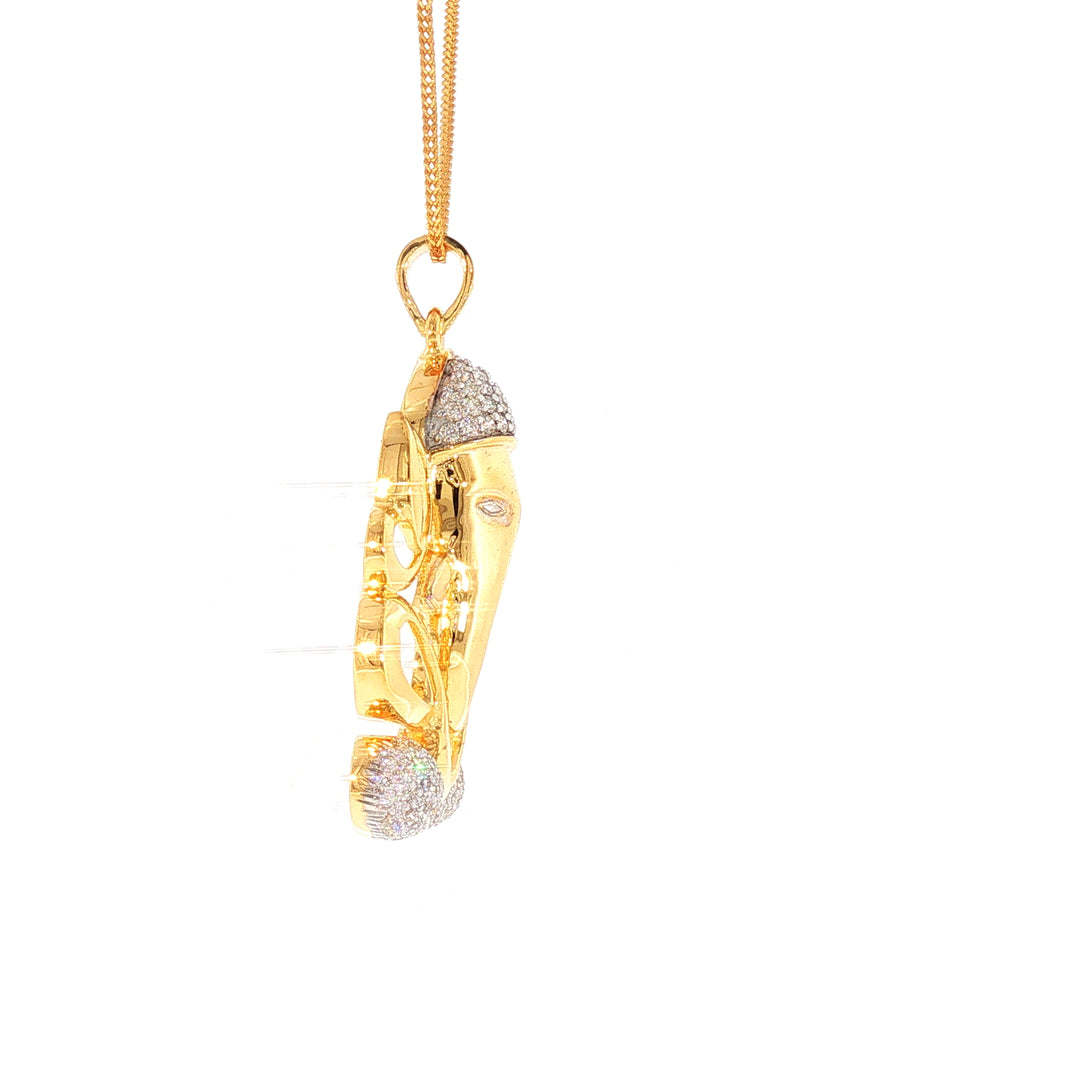 14K YG Ganesh Diamond Pendant-1pc
