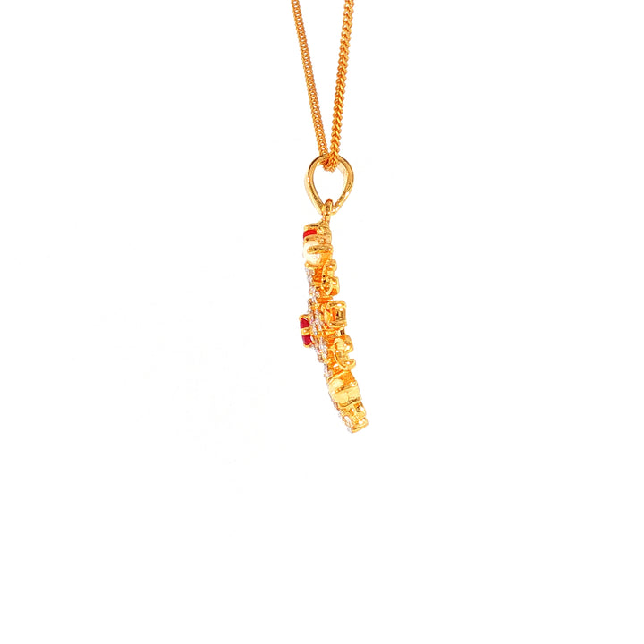 14K YG Cluster Diamond, Navaratna Pendant-1pc