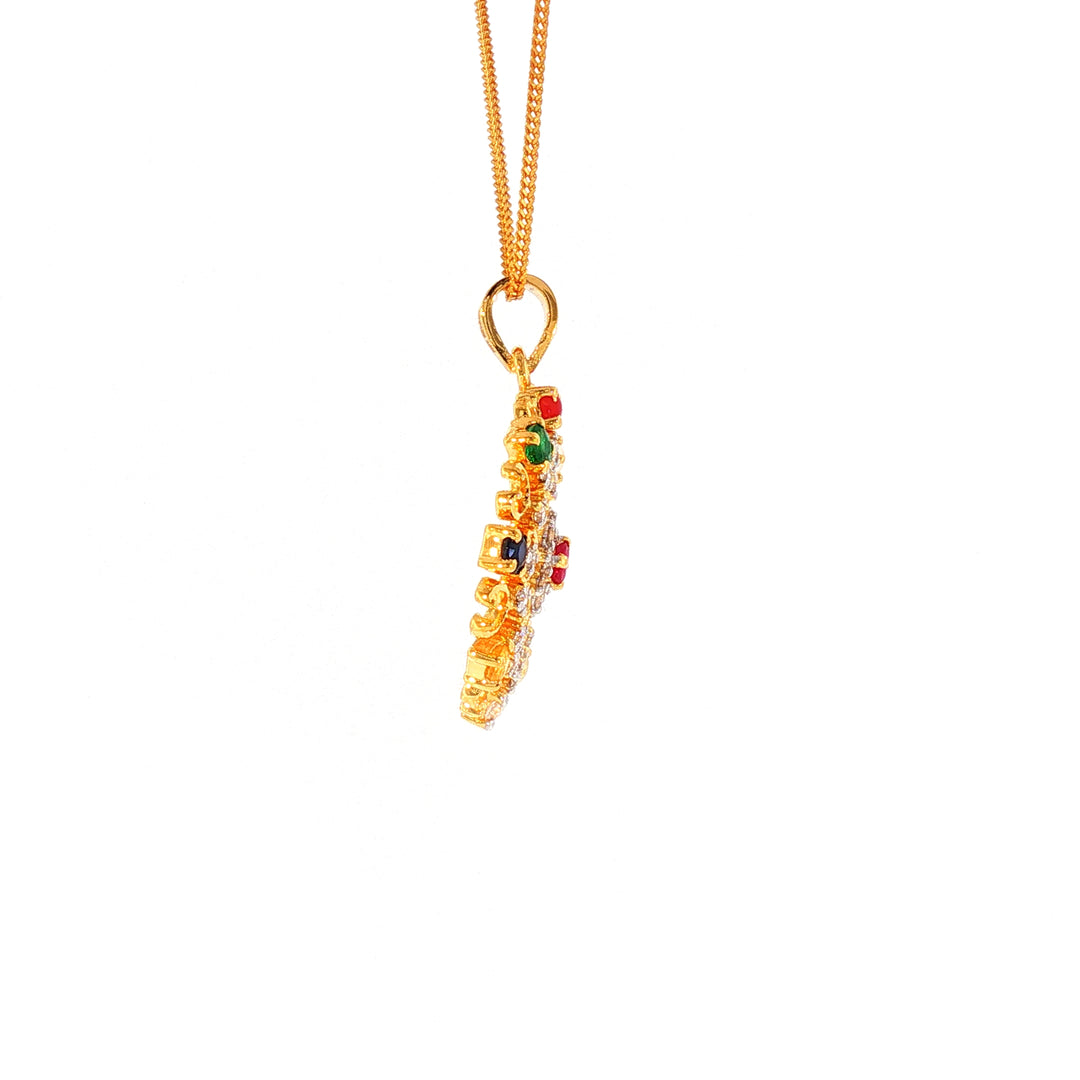 14K YG Cluster Diamond, Navaratna Pendant-1pc