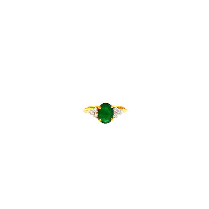 14K YG Cluster Diamond, Emerald Ring-1pc