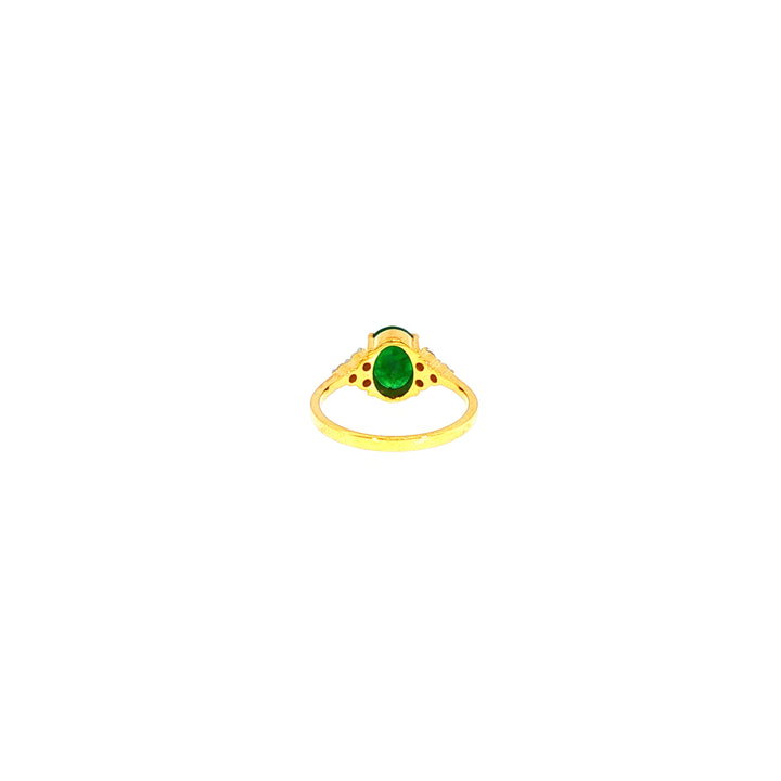 14K YG Cluster Diamond, Emerald Ring-1pc