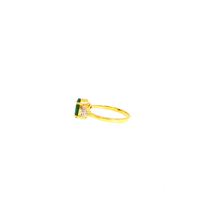 14K YG Cluster Diamond, Emerald Ring-1pc