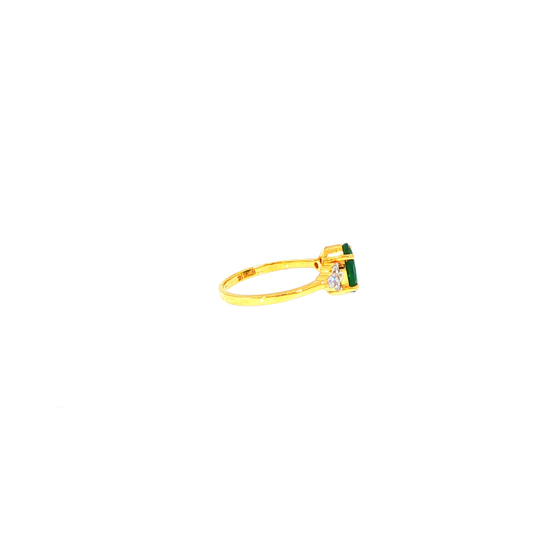 14K YG Cluster Diamond, Emerald Ring-1pc