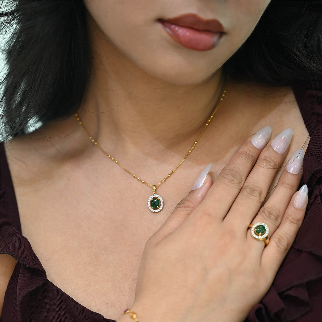 14K YG Cluster Diamond, Jade Pendant-1pc