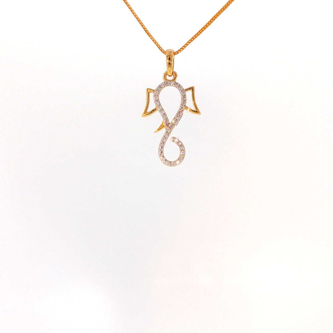 14K YG Ganesh Head Diamond Pendant-1pc