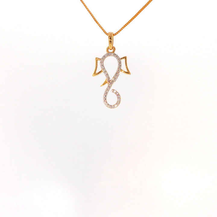 14K YG Ganesh Head Diamond Pendant-1pc
