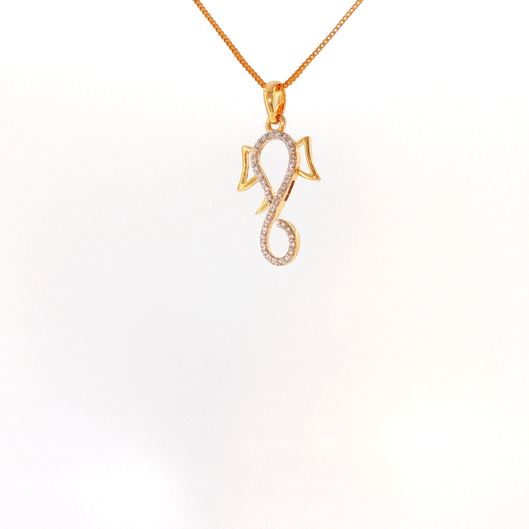 14K YG Ganesh Head Diamond Pendant-1pc