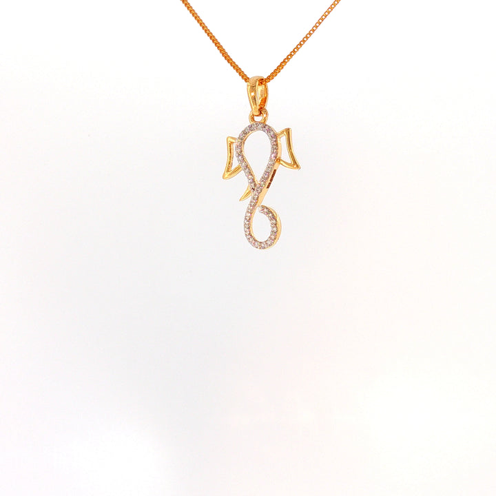 14K YG Ganesh Head Diamond Pendant-1pc
