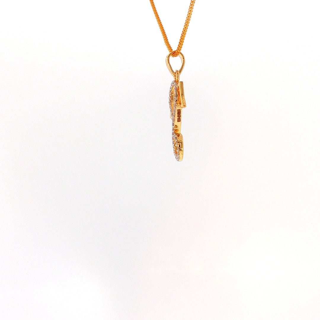 14K YG Ganesh Head Diamond Pendant-1pc