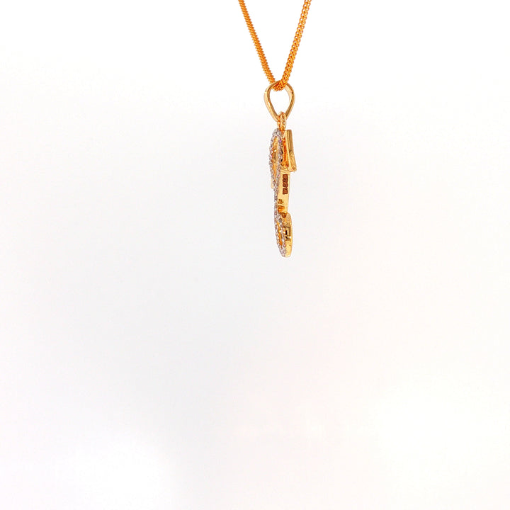 14K YG Ganesh Head Diamond Pendant-1pc