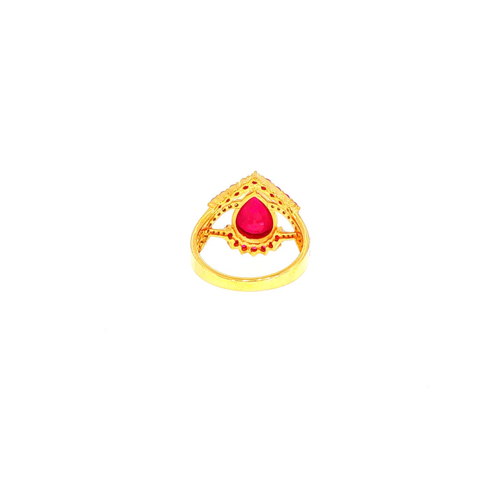 14K YG Cluster Diamond, Ruby Ring-1pc