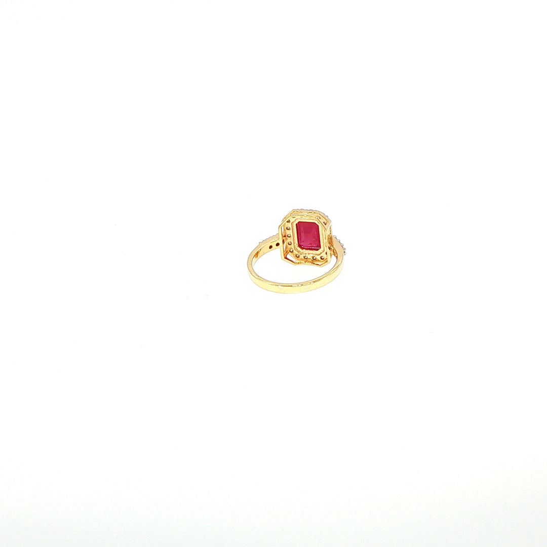 14K YG Cluster Diamond, Ruby Ring-1pc