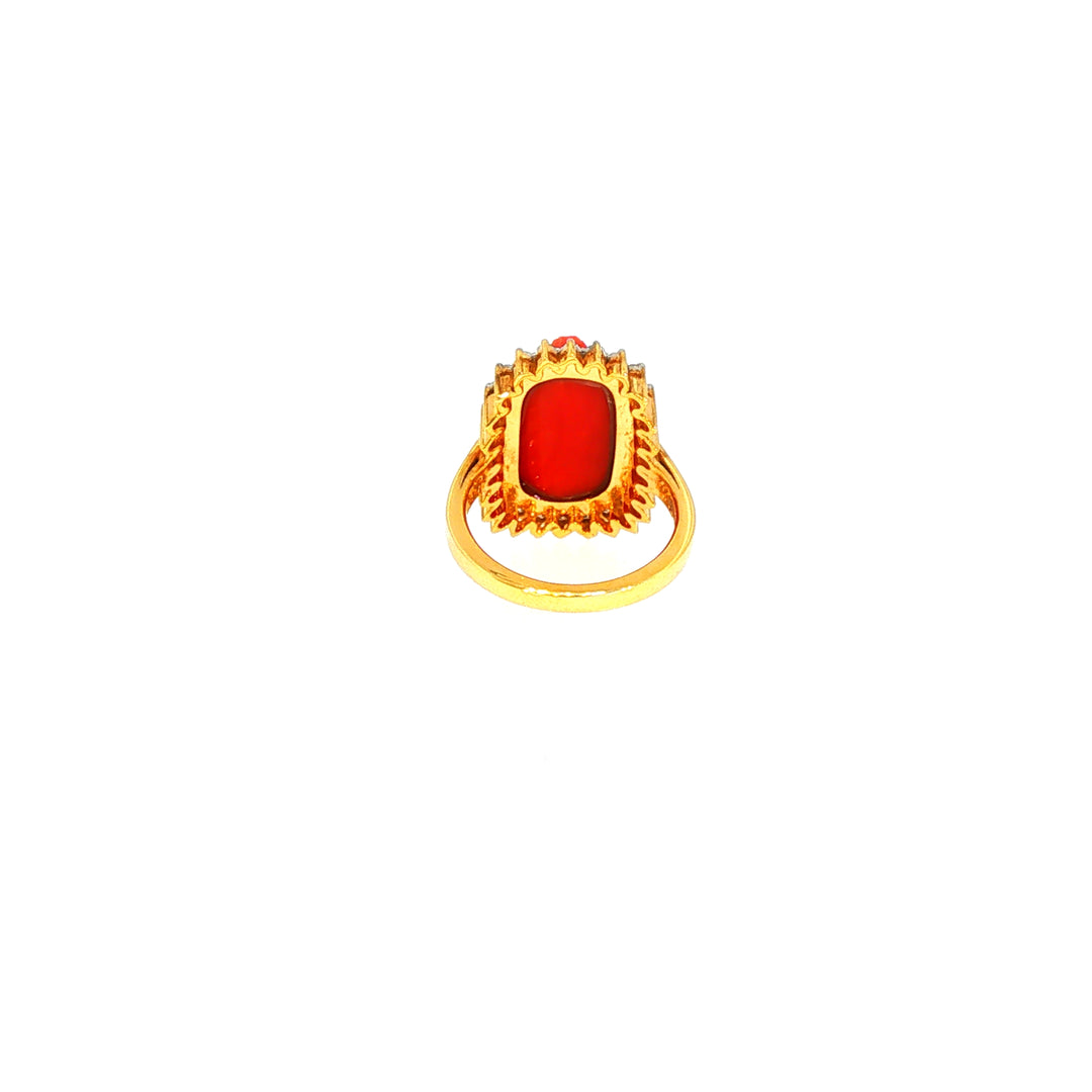 14K YG Cluster Diamond, Coral Ring-1pc