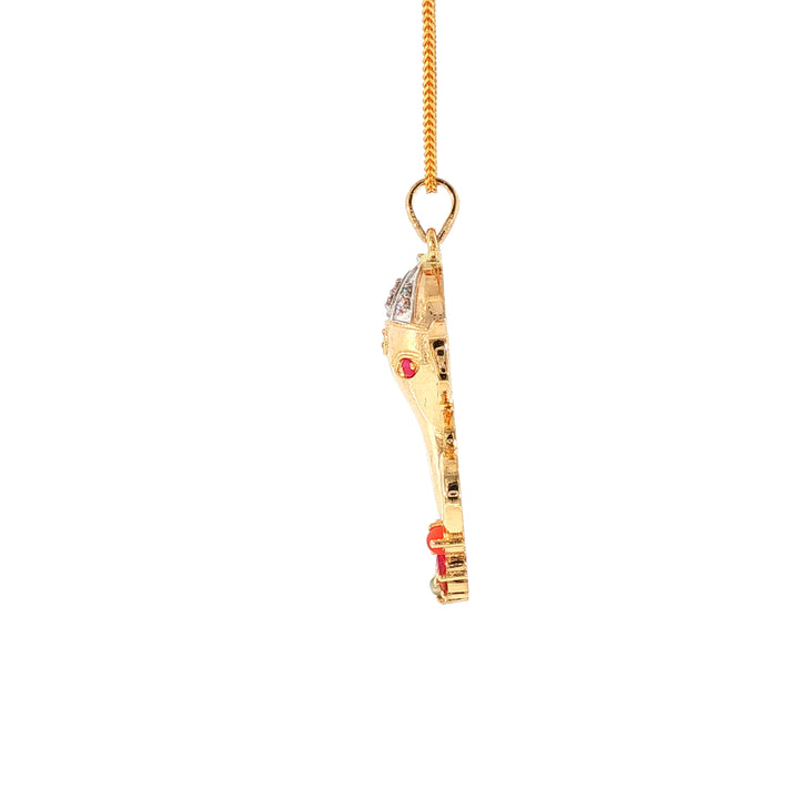 14K YG Ganesh Diamond, Navaratna Pendant-1pc