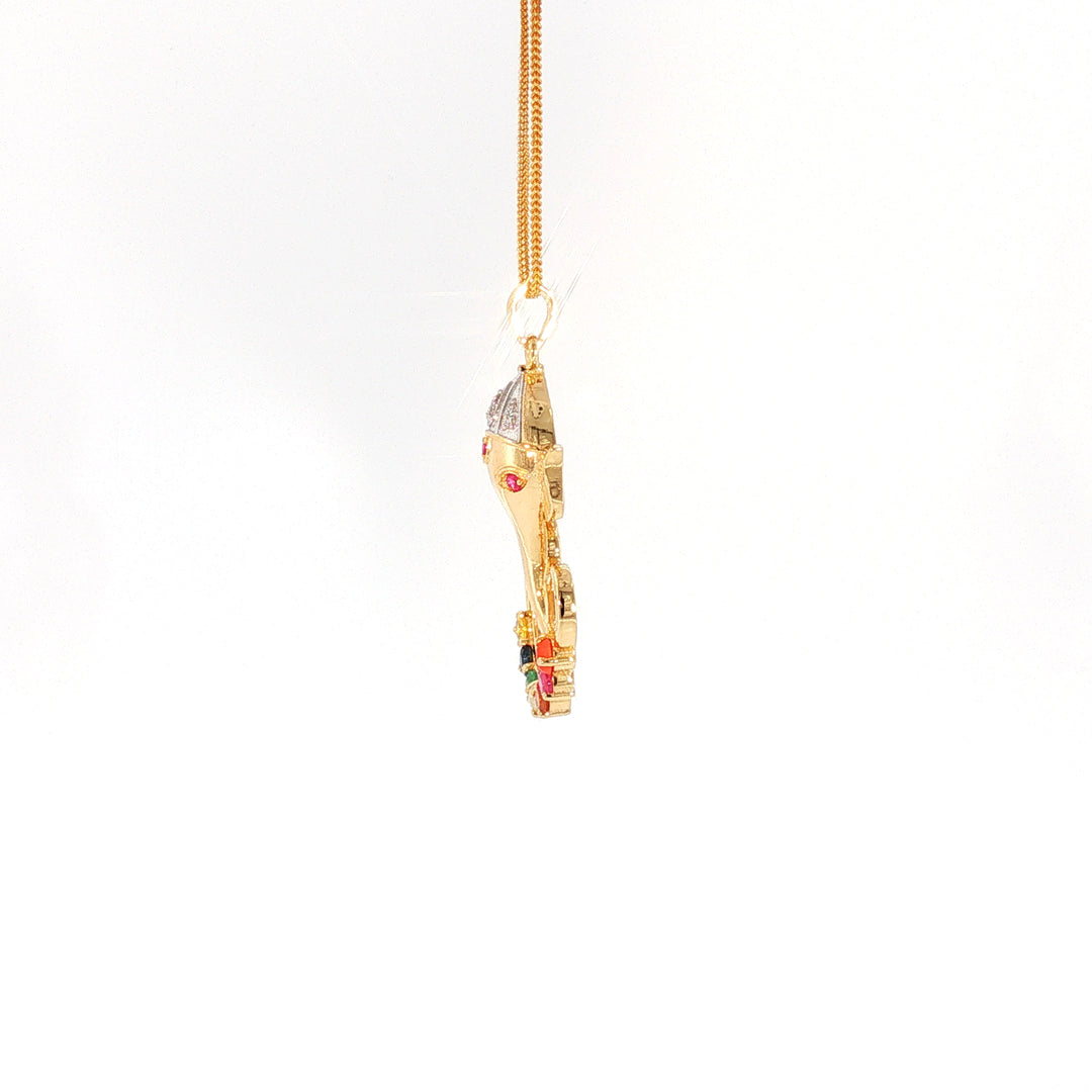 14K YG Ganesh Diamond, Navaratna Pendant-1pc
