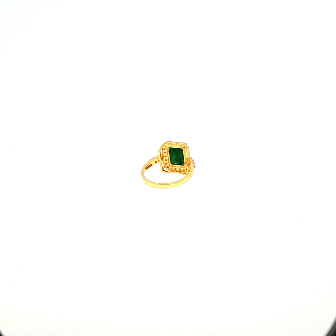 14K YG Cluster Diamond, Emerald Ring-1pc