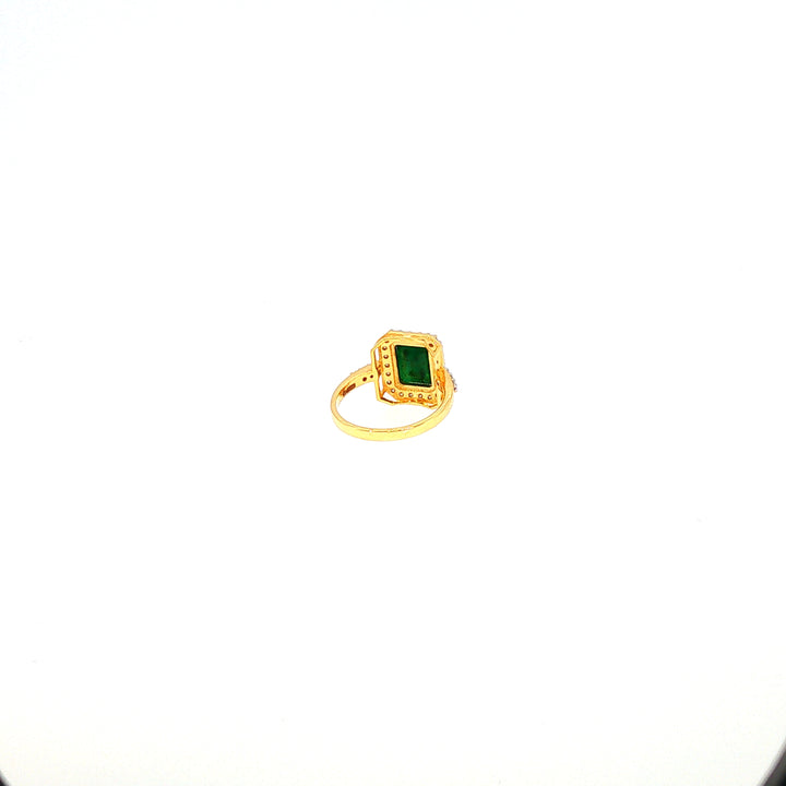 14K YG Cluster Diamond, Emerald Ring-1pc