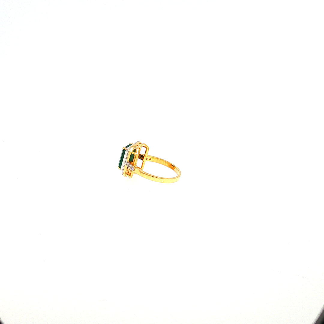 14K YG Cluster Diamond, Emerald Ring-1pc