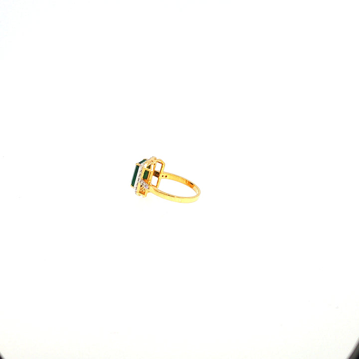 14K YG Cluster Diamond, Emerald Ring-1pc