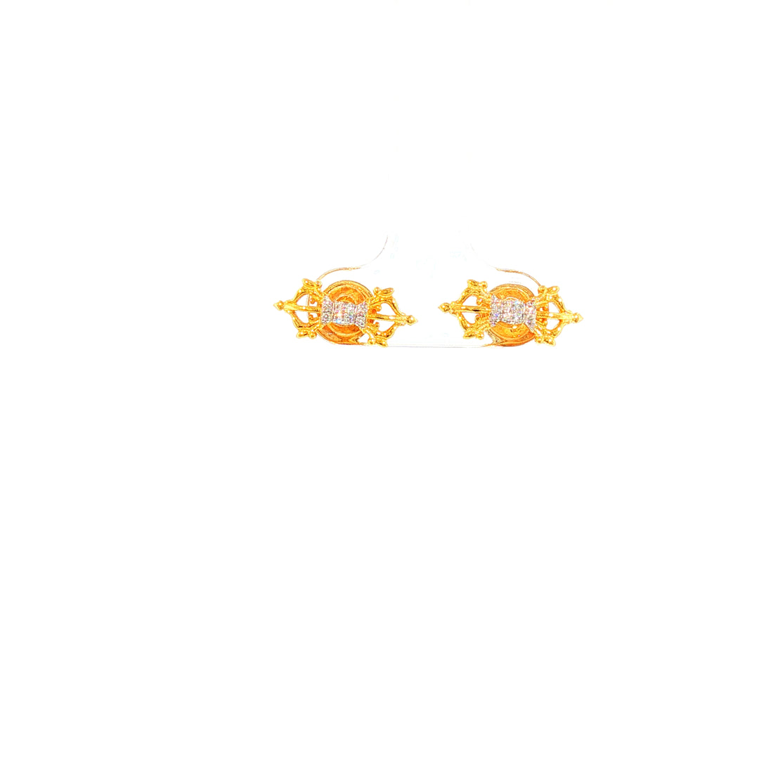 14K YG Vajra Diamond Earring-1pair