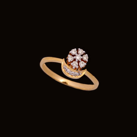 18K YG Women Moon Diamond Ring-1pc