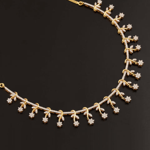 9K YG Women Princess Diamond Necklace-1pc