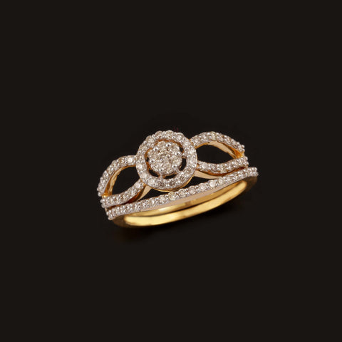 18K YG Women Engagement Diamond Ring-1pc