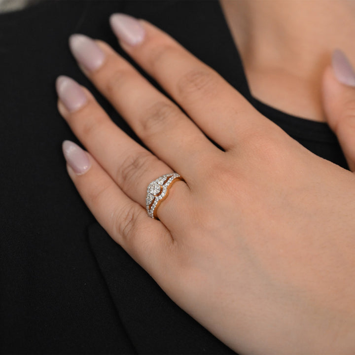 18K YG Women Cluster Diamond Ring- 1pc