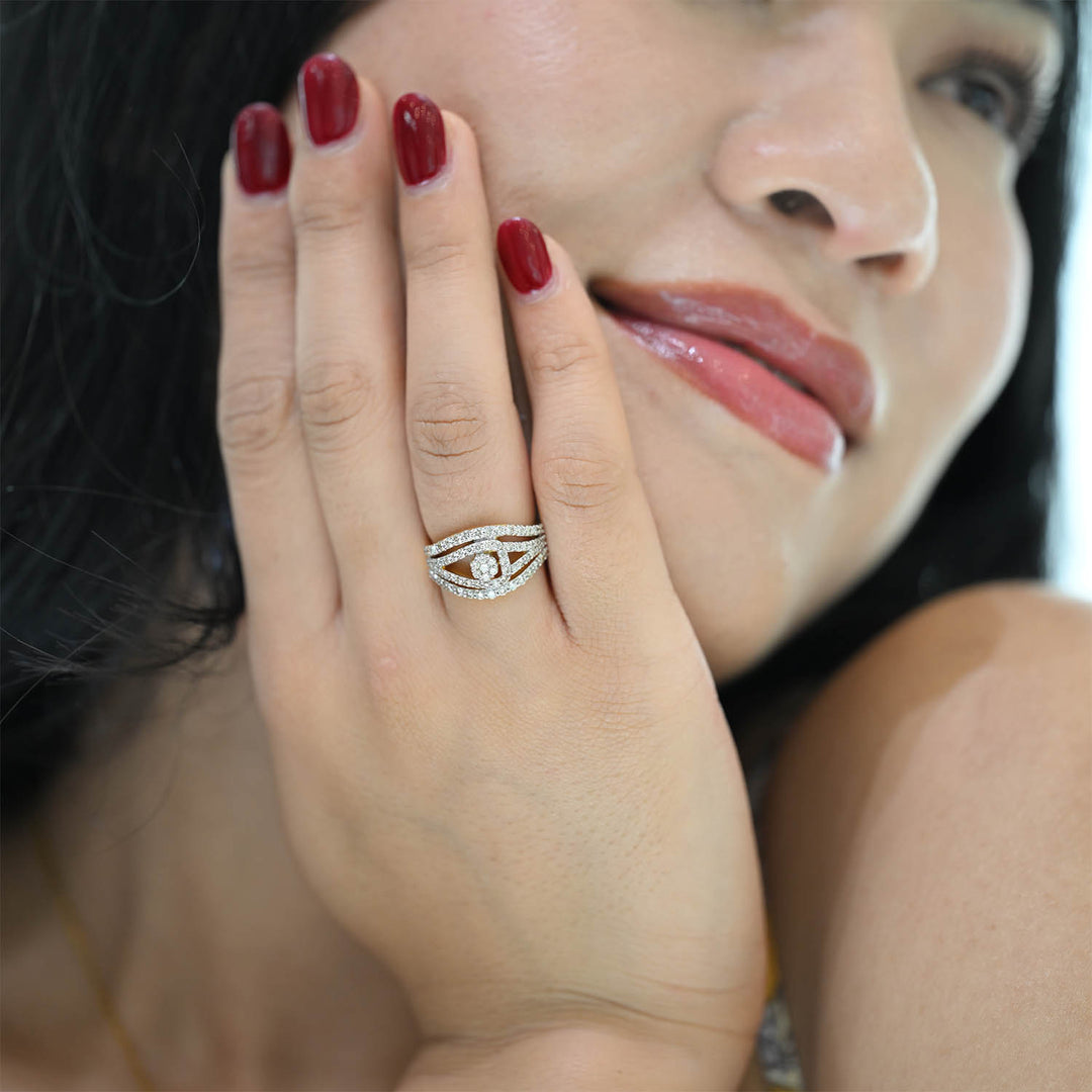 18K YG Women Cluster Diamond Ring- 1pc