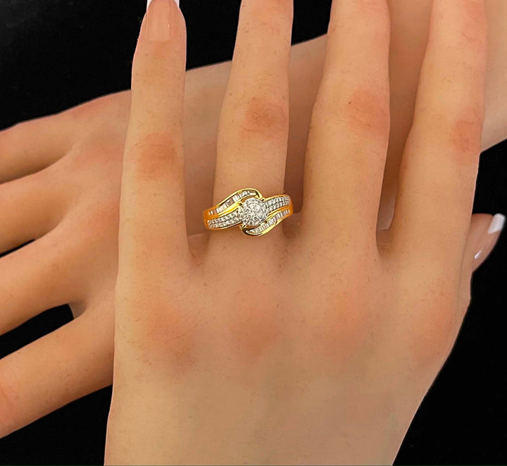 18K YG Cluster Diamond Ring-1pc