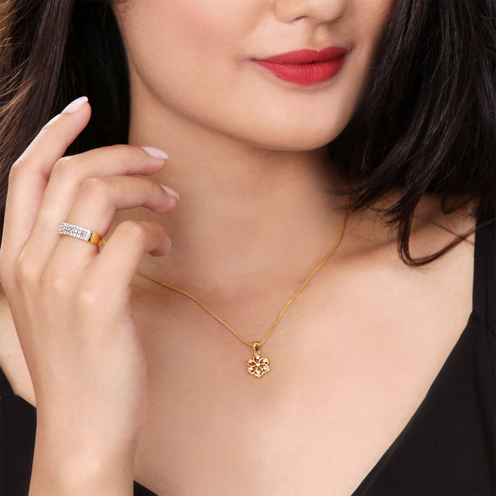 14K YG Flower Diamond Pendant- 1pc
