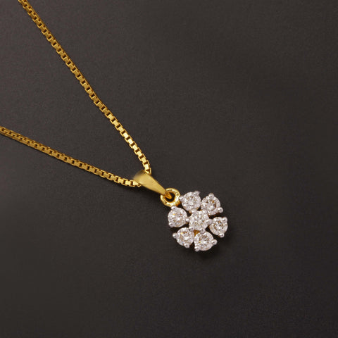 18K YG Flower Diamond Pendant-1pc