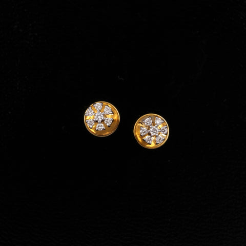 18K YG Flower Diamond Earring-1pair