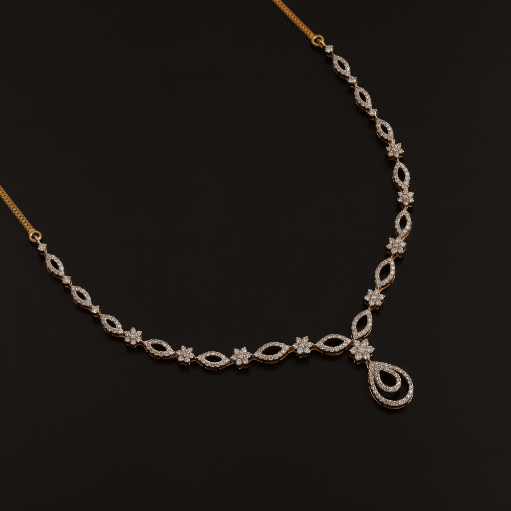 9K YG Princess Diamond Necklace- 1pc – RB Diamond Jewellers