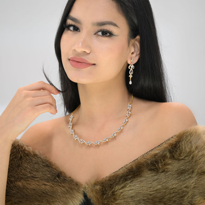 9K YG Princess Diamond Necklace-1pc